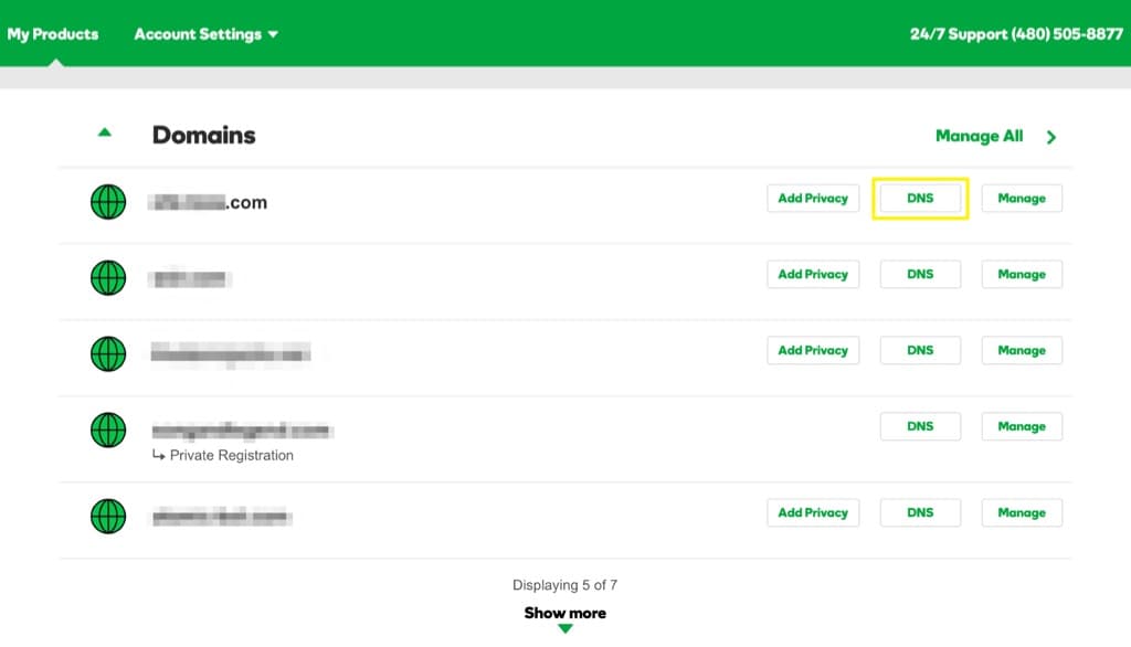 GoDaddy DNS setup access